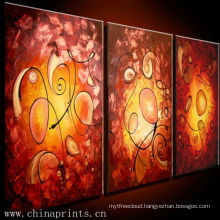 Handmade Multipanel Romantic Red Canvas Oil Painting